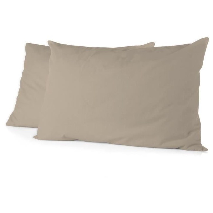 Lot de 2 taies d'oreiller - HOME LINGE PASSION - HP72091 - Microfibre 82 g - 50 x 70 cm - Beige Lot de 2 taies d'oreiller - HOME LINGE PASSION - HP72091 - Microfibre 82 g - 50 x 70 cm - Beige