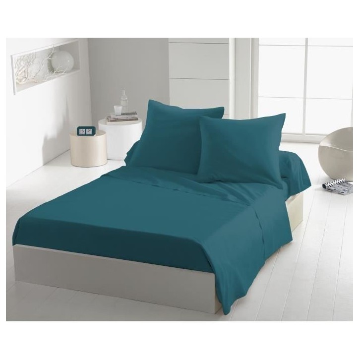 Drap plat - HOME LINGE PASSION - HP72099 - Microfibre 82 g - 240 x 300 cm - Bleu canard Drap plat - HOME LINGE PASSION - HP72099 - Microfibre 82 g - 240 x 300 cm - Bleu canard