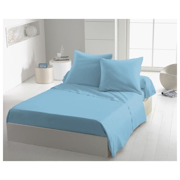 Drap plat - HOME LINGE PASSION - HP72101 - Microfibre 82 g - 240 x 300 cm - Bleu ciel Drap plat - HOME LINGE PASSION - HP72101 - Microfibre 82 g - 240 x 300 cm - Bleu ciel