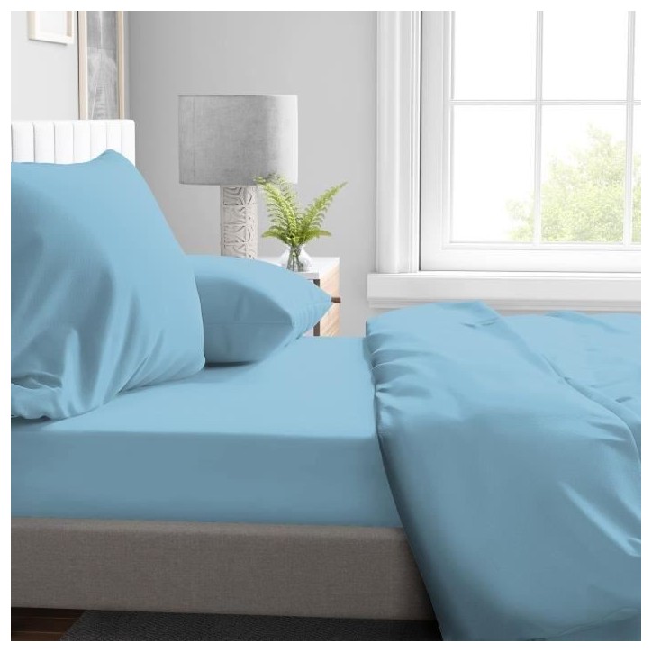 Drap housse - HOME LINGE PASSION - HP72124 - Microfibre 82 g - 90 x 190 cm - Bonnet 30 cm - Bleu ciel Drap housse - HOME LINGE PASSION - HP72124 - Microfibre 82 g - 90 x 190 cm - Bonnet 30 cm - Bleu ciel