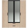 Armoire VARIA - 4 portes battantes + 2 miroirs + 2 tiroirs - Décor ch