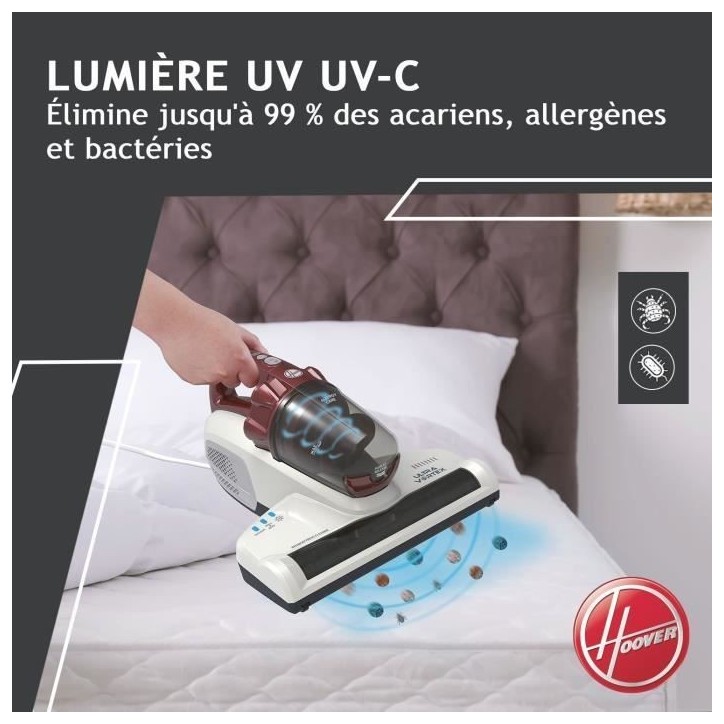 Aspirateur Matelas et Textiles Ultra Vortex - HOOVER MBC500UV - 500 W - 0,3 L - Animaux Allergies - Lampe UV-C antibactérien