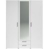 Armoire VARIA - Décor blanc - 3 portes + 2 tiroirs + miroir - L 150 x