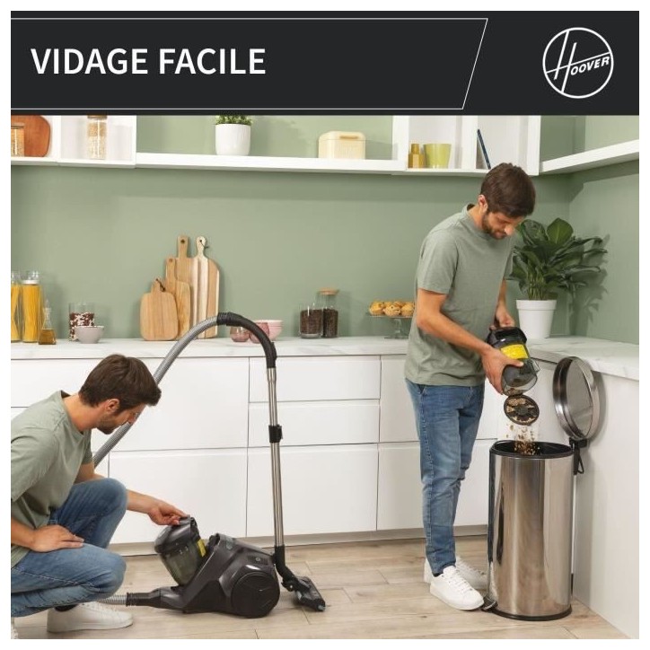 Aspirateur traineau sans sac - HOOVER - HP321PAF - 850 W - 75 dBA - 2 L - Gris
