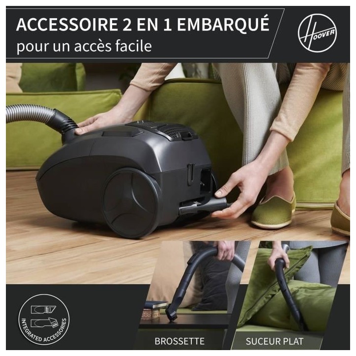 HOOVER HE1 - Aspirateur Traineau avec sac Compact et Puissant - Grande Capacité 2,5L- Haute-performance sur Sols Durs et Moquet HOOVER HE1 - Aspirateur Traineau avec sac Compact et Puissant - Grande Capacité 2,5L- Haute-performance sur Sols Durs et Moquet