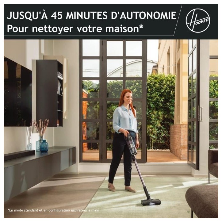 Aspirateur Balai sans fil - HOOVER HF1P10H - 40 AW - Ecran LED - Noir / Pastel violet