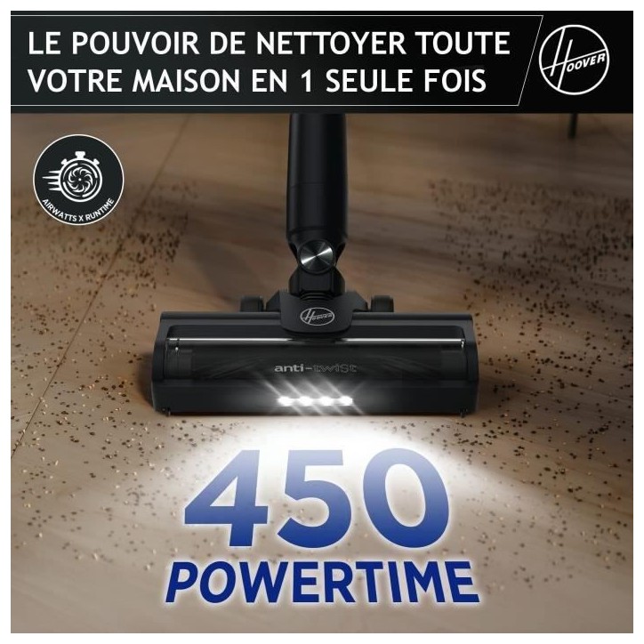 Aspirateur Balai sans fil - HOOVER HF1P10H - 40 AW - Ecran LED - Noir / Pastel violet