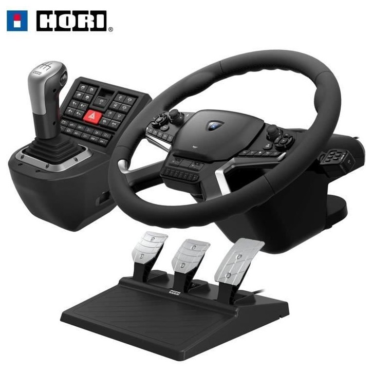 Volant avec boîte de vitesses et pédales - HORI - PC - Inclus Truck Simulator 2 et American Truck Simulator Volant avec boîte de vitesses et pédales - HORI - PC - Inclus Truck Simulator 2 et American Truck Simulator