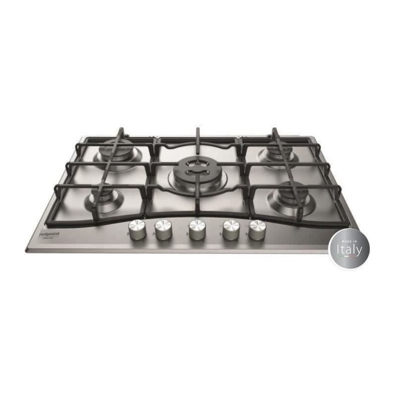 HOTPOINT PNN 751 IX Plaque de cuisson gaz - 5 foyers - 10,5kW - L75 x HOTPOINT PNN 751 IX Plaque de cuisson gaz - 5 foyers - 10,5kW - L75 x