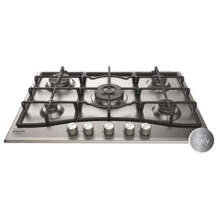 HOTPOINT PNN 751 IX Plaque de cuisson gaz - 5 foyers - 10,5kW - L75 x P51cm - Revetement inox - Inox HOTPOINT PNN 751 IX Plaque de cuisson gaz - 5 foyers - 10,5kW - L75 x P51cm - Revetement inox - Inox