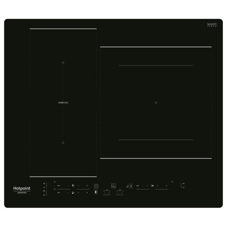 Table de cuisson induction - HOTPOINT - 3 zones - HB2760BNE - L 59 x P 51 cm - 7200W total - Noir