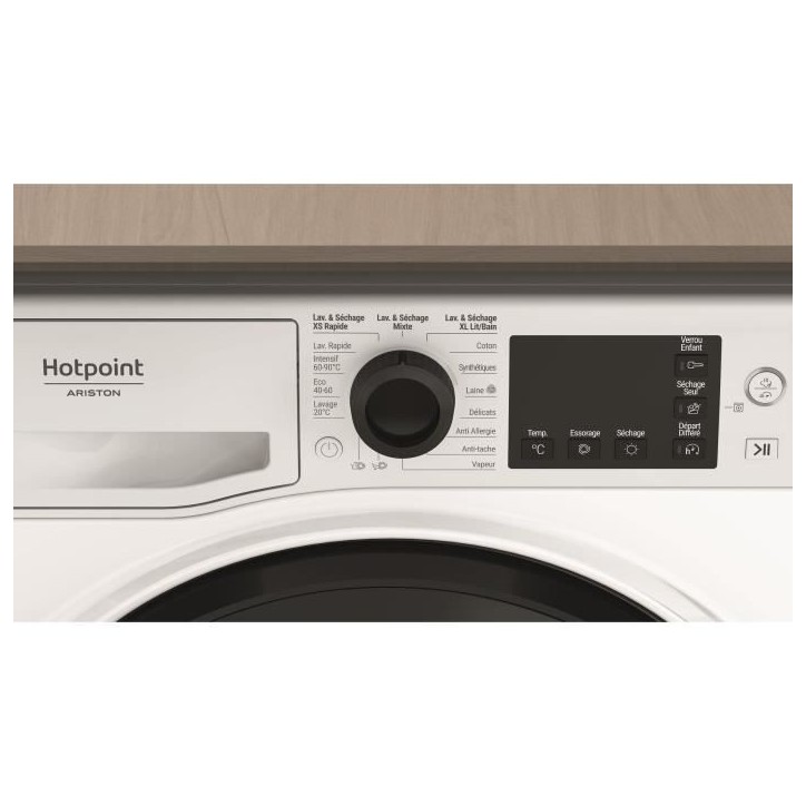Lave-linge séchant HOTPOINT NDB8635KFR - 8 / 6 kg - Induction - L60cm - 1400 trs/min - Blanc Lave-linge séchant HOTPOINT NDB8635KFR - 8 / 6 kg - Induction - L60cm - 1400 trs/min - Blanc