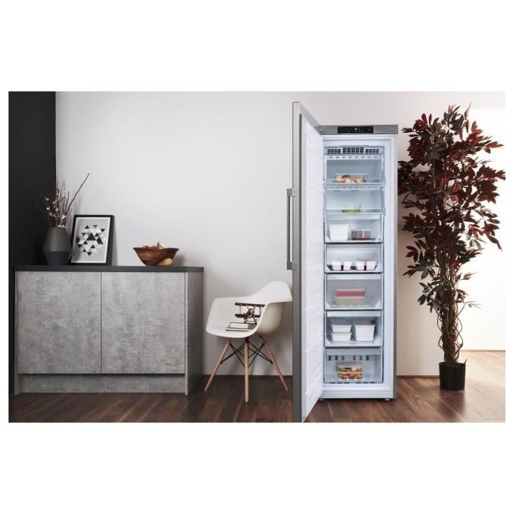 Congélateur armoire - HOTPOINT UH8F2CXFR - 4 paniers/tiroirs - 263L - Classe E - L 59,5 cm x H 187,5 cm - inox