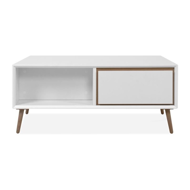 Table basse - ARONA - Rectangulaire - Blanc / Chene artisan - 94 x 40 Table basse - ARONA - Rectangulaire - Blanc / Chene artisan - 94 x 40