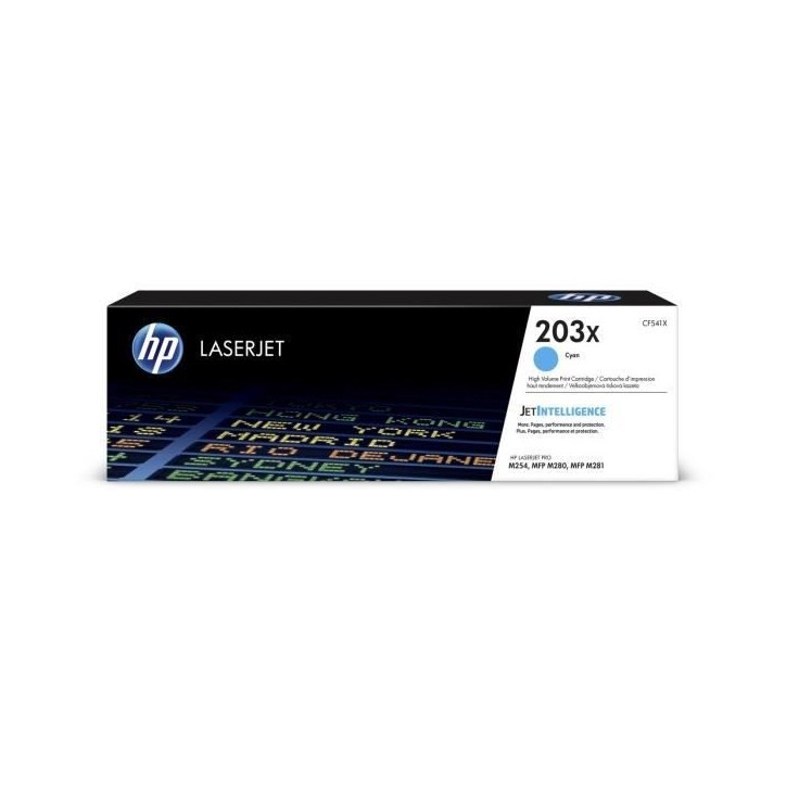 Cartouche de toner cyan HP 203X LaserJet grande capacité authentique (CF541X) pour HP Color LaserJet Pro M254/M280/M281 Cartouche de toner cyan HP 203X LaserJet grande capacité authentique (CF541X) pour HP Color LaserJet Pro M254/M280/M281