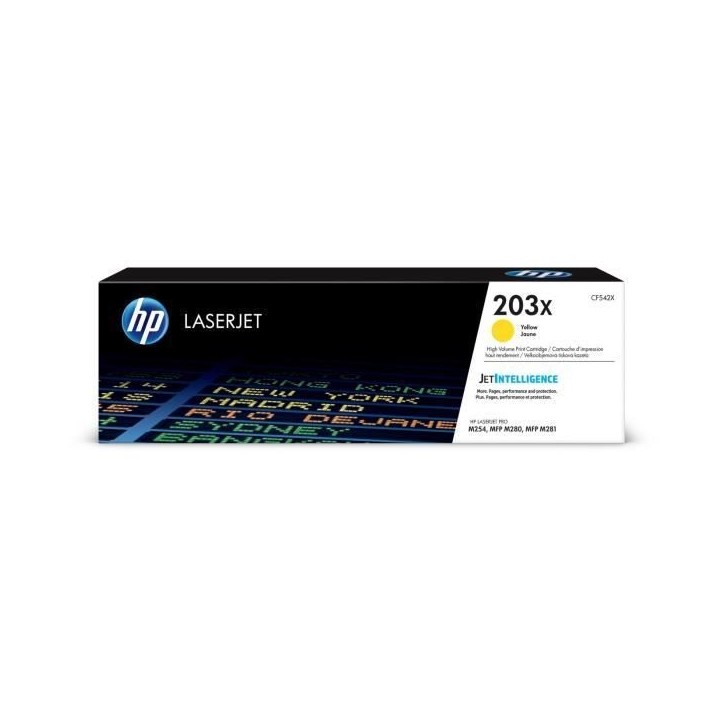 Cartouche de toner jaune HP 203X LaserJet grande capacité authentique pour HP Color LaserJet Pro M254/M280/M281 Cartouche de toner jaune HP 203X LaserJet grande capacité authentique pour HP Color LaserJet Pro M254/M280/M281