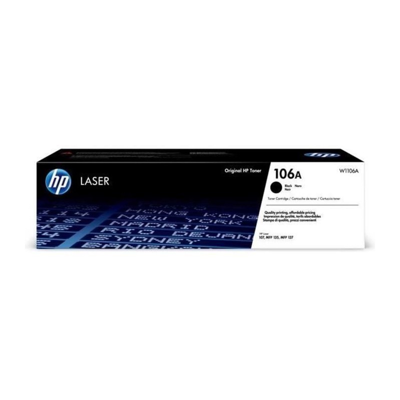 Cartouche de toner noir HP 106A W1106A pour imprimantes Laser 107 et m Cartouche de toner noir HP 106A W1106A pour imprimantes Laser 107 et m