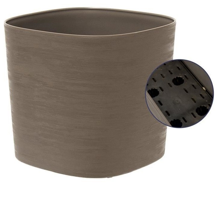 Pot avec réserve d'eau - GARDEN ID Respect - Taupe 25 x 25 cm - 100% déchets ménagers - 100% recyclable - Surface structurée