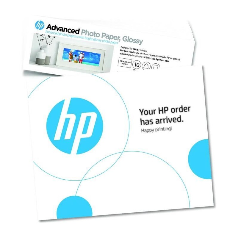 Papier photo glacé HP Avancée - 250 g/m2 - 4 x 12 pouces - 10 feuill