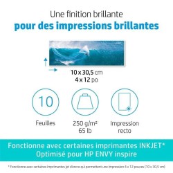 Papier photo glacé HP Avancée - 250 g/m2 - 4 x 12 pouces - 10 feuill