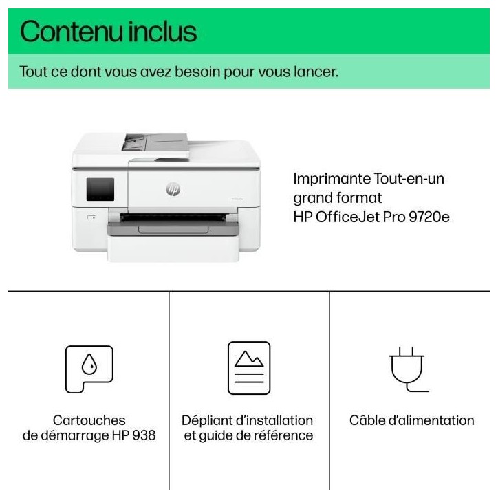 Imprimante HP OfficeJet Pro 9720e A3 Tout-en-un recto-verso, 3 mois Instant Ink inclus avec HP+ Imprimante HP OfficeJet Pro 9720e A3 Tout-en-un recto-verso, 3 mois Instant Ink inclus avec HP+