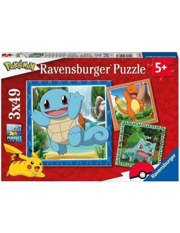 Puzzle pour enfants 3x49 pieces Pokémon - Salameche, Bulbizarre et Carapuce - Des 5 ans - 3 posters inclus - 05586 - Ravensburg