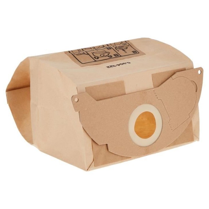 Sachet filtre papier a deux épaisseurs pour KARCHER WD2200 / A2003 / 2004 / 2054Me - paquet de 5 pieces Sachet filtre papier a deux épaisseurs pour KARCHER WD2200 / A2003 / 2004 / 2054Me - paquet de 5 pieces