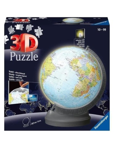 Puzzle 3D Ball éducatif - Globe terrestre lumineux - Ravensburger - 540 pieces - A partir de 10 ans