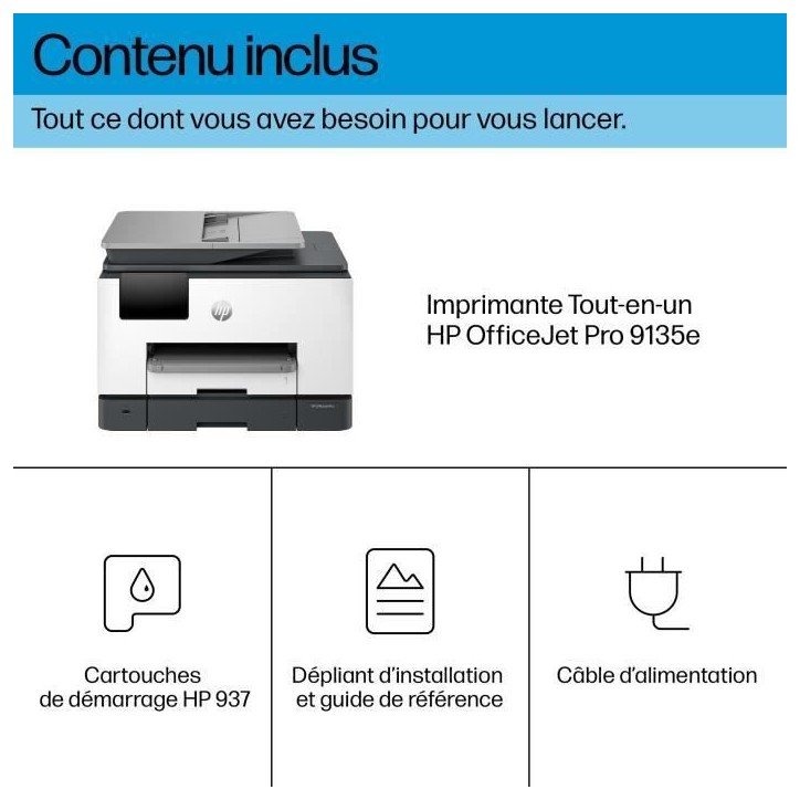 Imprimante HP OfficeJet Pro 9135e Tout-en-un Couleur Recto Verso, 6 mois Instant Ink inclus avec HP+ Imprimante HP OfficeJet Pro 9135e Tout-en-un Couleur Recto Verso, 6 mois Instant Ink inclus avec HP+