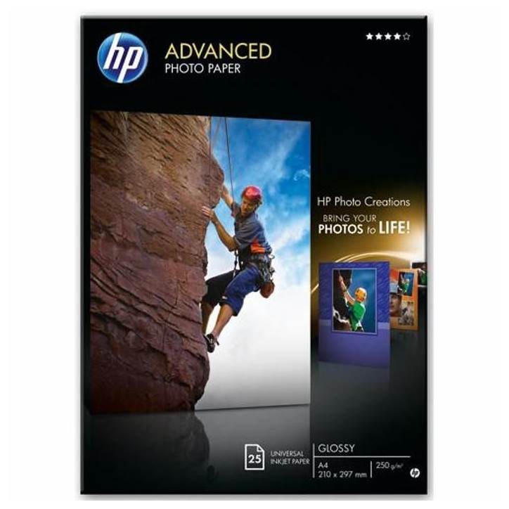 Papier photo HP Advanced a finition brillante - 25 feuilles/A4/210 x 297 mm (Q5456A)