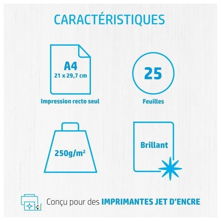 Papier photo HP Advanced a finition brillante - 25 feuilles/A4/210 x 297 mm (Q5456A)