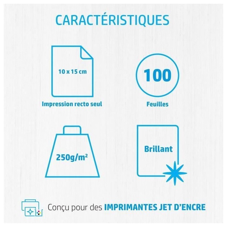 Papier photo brillant HP Advanced - 100 feuilles/10 x 15 cm - HP - Q8692A Papier photo brillant HP Advanced - 100 feuilles/10 x 15 cm - HP - Q8692A