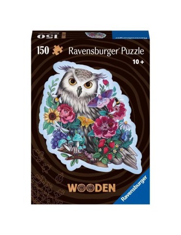 Puzzle en bois - Forme - 150 pcs - Hibou floral - Ravensburger - Pour enfants a partir de 10 ans - Multicolore