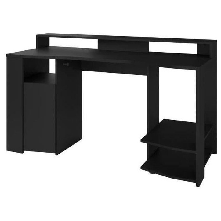 Bureau gaming LED droit - Noir - L 152 x P 61,5 x H 86,7 cm - Grande zone de jeu - GAMING Bureau gaming LED droit - Noir - L 152 x P 61,5 x H 86,7 cm - Grande zone de jeu - GAMING