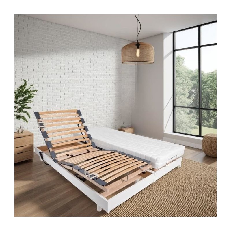 Ensemble relaxation matelas + sommiers électriques 2x90x200 - Mousse Ensemble relaxation matelas + sommiers électriques 2x90x200 - Mousse