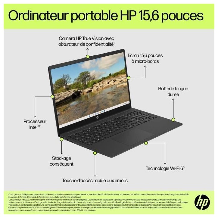 PC Portable HP 15-fd0064nf - Windows 11 - 15,6 FHD - Core i3-N305 - RAM 8Go - Stockage 256Go SSD - AZERTY PC Portable HP 15-fd0064nf - Windows 11 - 15,6 FHD - Core i3-N305 - RAM 8Go - Stockage 256Go SSD - AZERTY