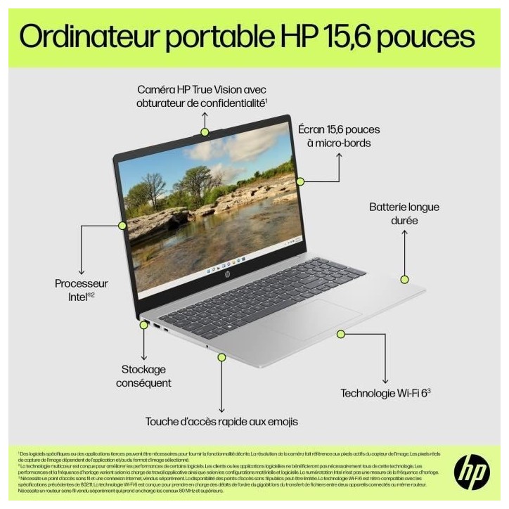 PC Portable HP 15-fd0101nf - Windows 11 - 15,6 FHD - Core i3-N305 - RAM 8Go - Stockage 512Go SSD - AZERTY PC Portable HP 15-fd0101nf - Windows 11 - 15,6 FHD - Core i3-N305 - RAM 8Go - Stockage 512Go SSD - AZERTY