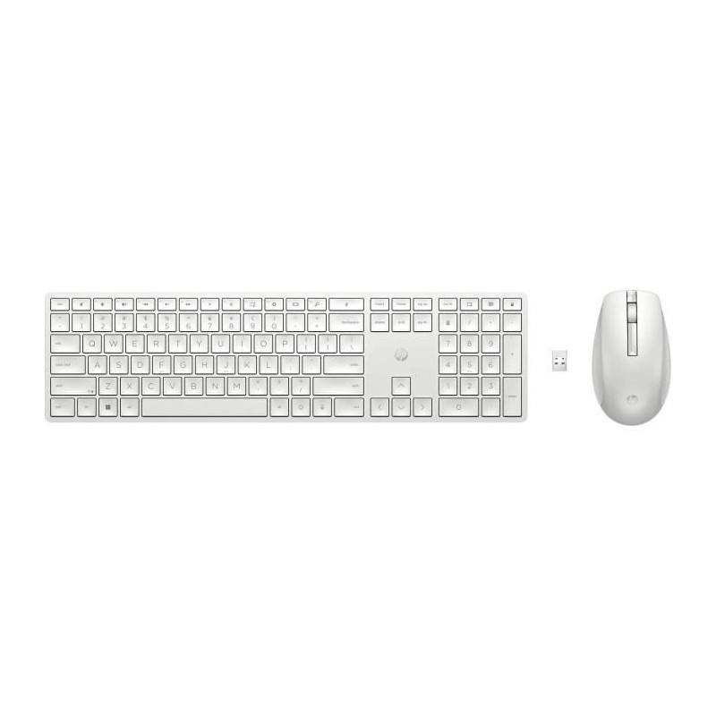 Ensemble Clavier Souris sans fil HP 650 - AZERTY - Blanc Ensemble Clavier Souris sans fil HP 650 - AZERTY - Blanc