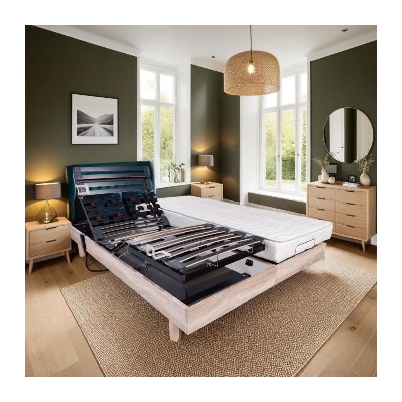 Ensemble relaxation matelas + sommiers électriques 2x80x200cm - Mouss