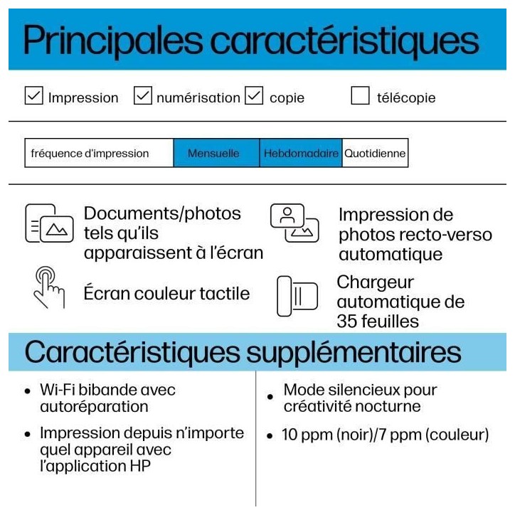 Imprimante tout-en-un HP Envy 6530e Jet d'encre couleur - Copie Scan - 3 mois d'Instant ink inclus avec HP+