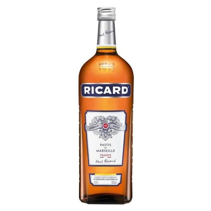 Ricard - Pastis de Marseille - Apéritif anisé - 45,0% Vol. - 150cl