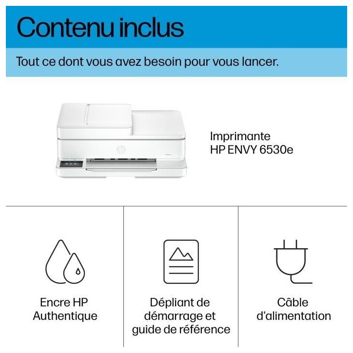 Imprimante tout-en-un HP Envy 6530e Jet d'encre couleur - Copie Scan - 3 mois d'Instant ink inclus avec HP+