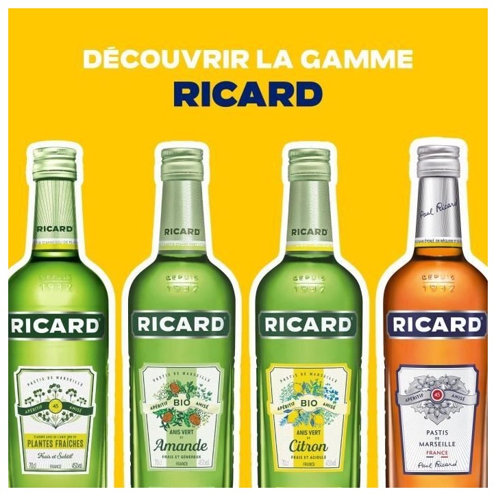 Ricard - Pastis de Marseille - Apéritif anisé - 45,0% Vol. - 150cl