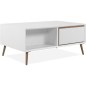 Table basse - ARONA - Rectangulaire - Blanc / Chene artisan - 94 x 40 x 55 cm