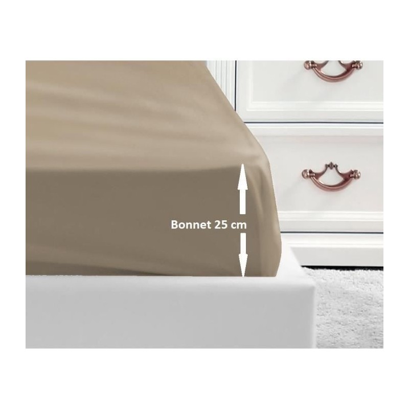 LOVELY HOME Drap Housse 100% coton 90x190x25 cm beige LOVELY HOME Drap Housse 100% coton 90x190x25 cm beige