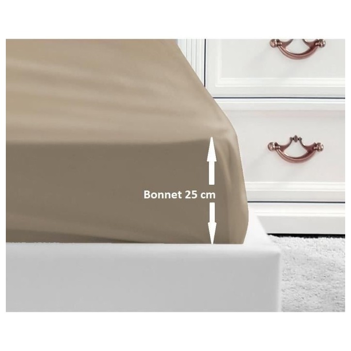 LOVELY HOME Drap Housse 100% coton 90x190x25 cm beige LOVELY HOME Drap Housse 100% coton 90x190x25 cm beige