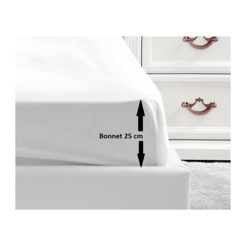 LOVELY HOME Drap Housse 100% coton 140x190x25 cm blanc LOVELY HOME Drap Housse 100% coton 140x190x25 cm blanc
