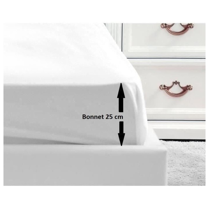LOVELY HOME Drap Housse 100% coton 140x190x25 cm blanc