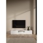 Meuble TV - MATCH - Blanc laqué brillant - 2 tiroirs, une niche - 172,7 x 39,9 x 33,1 cm