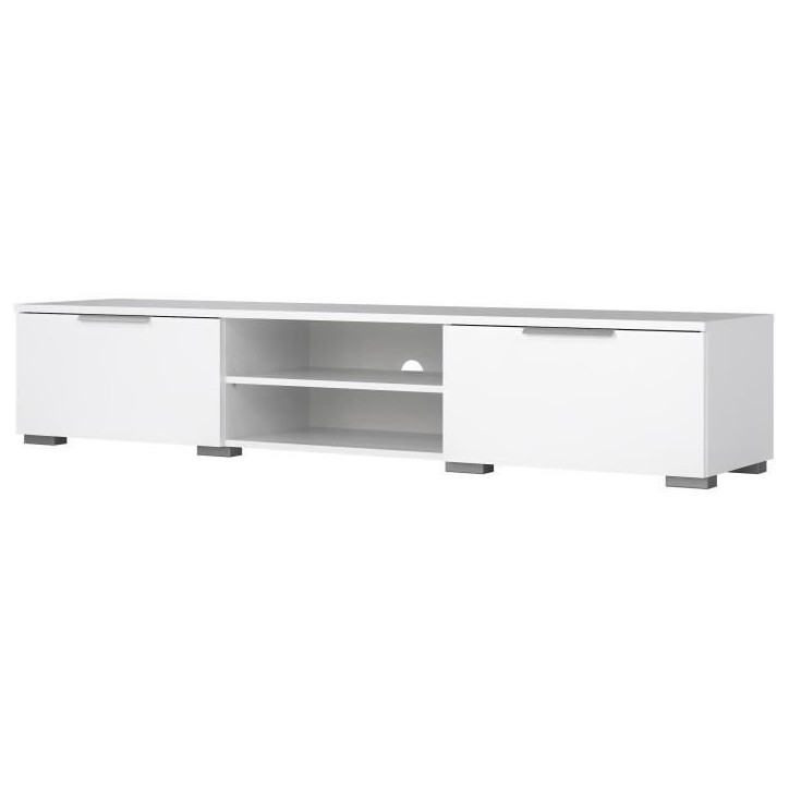 Meuble TV - MATCH - Blanc laqué brillant - 2 tiroirs, une niche - 172,7 x 39,9 x 33,1 cm Meuble TV - MATCH - Blanc laqué brillant - 2 tiroirs, une niche - 172,7 x 39,9 x 33,1 cm